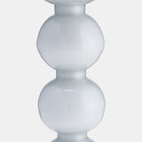 Glass, 13"h, Bubbly Candle Holder, Wht Enam