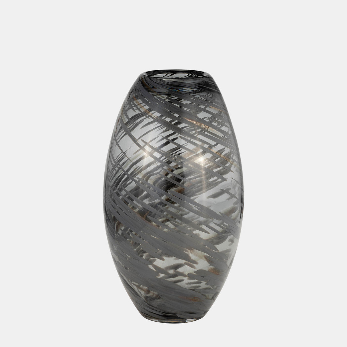 Glass, 13"h Swirl Vase, Black