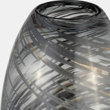 Glass, 13"h Swirl Vase, Black