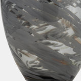 Glass, 13"h Swirl Vase, Black