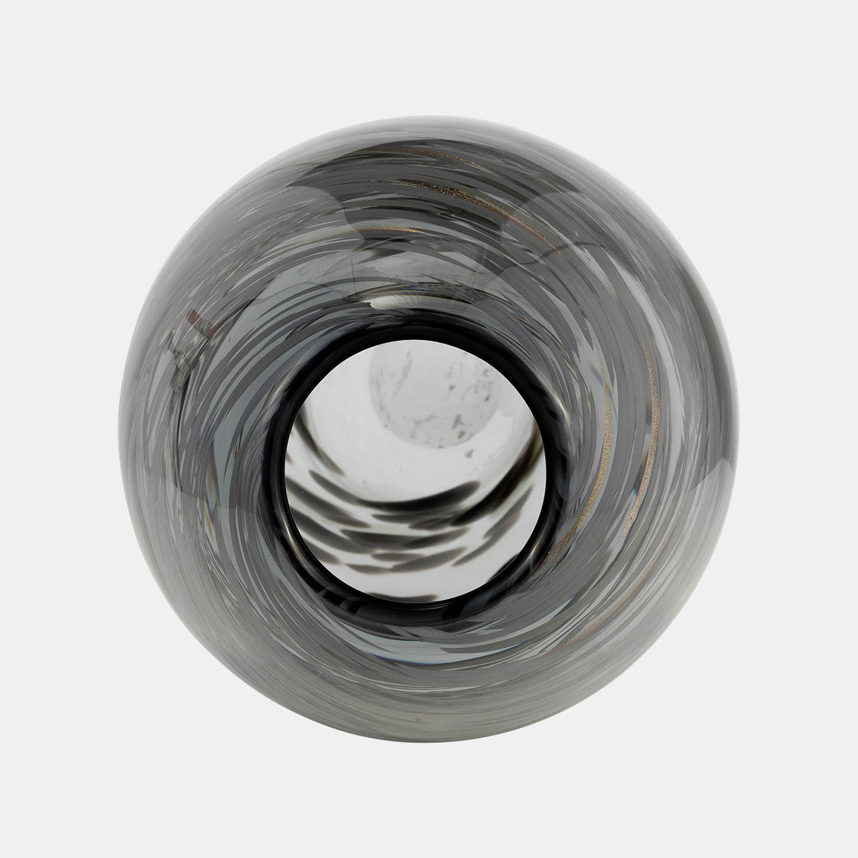 Glass, 13"h Swirl Vase, Black