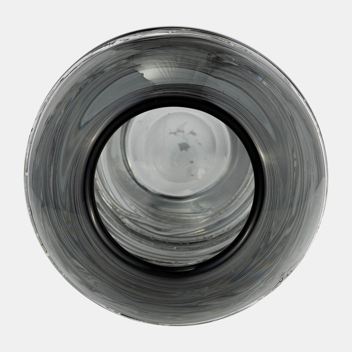 Glass, 13"h Veined Vase, Smoke