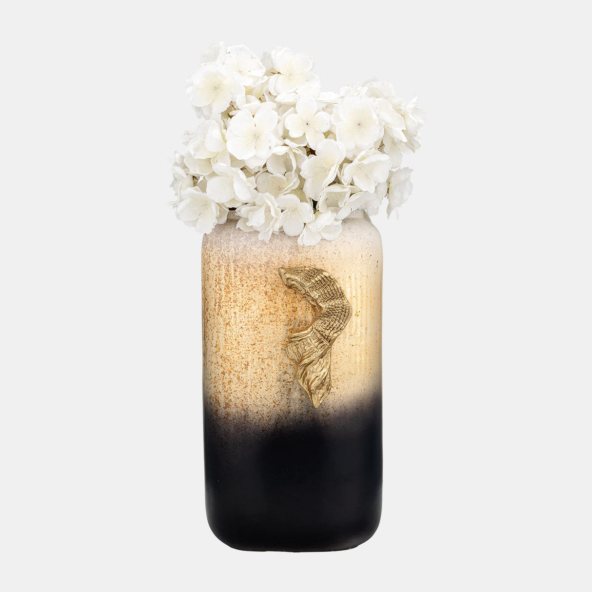 Glass,13",vase W/wing Handle,champagne/blk