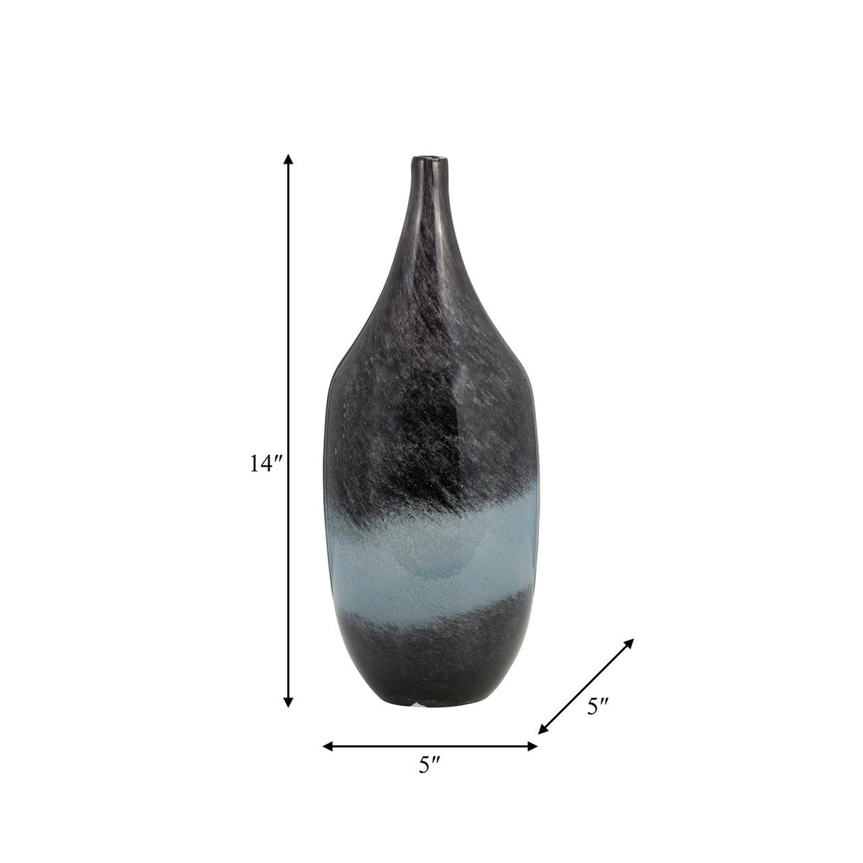 Glass, 14" Vase Blue Ombre