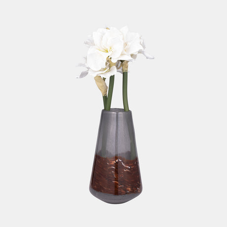 Glass, 14" Vase Grey/brown