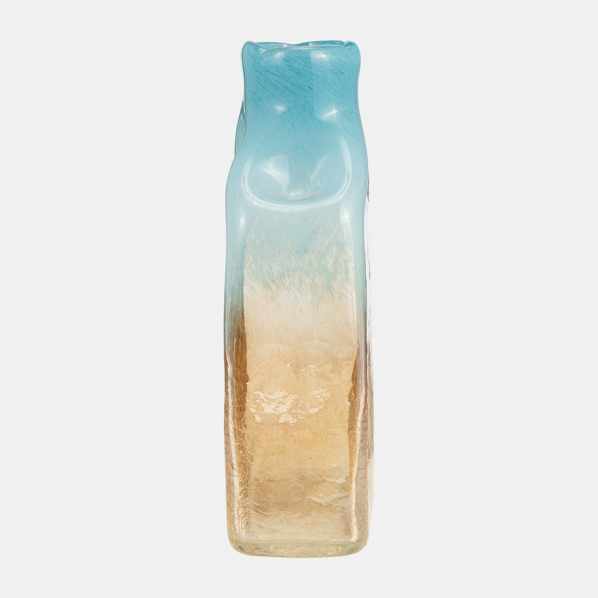 Glass,14" Vase Teal/apricot