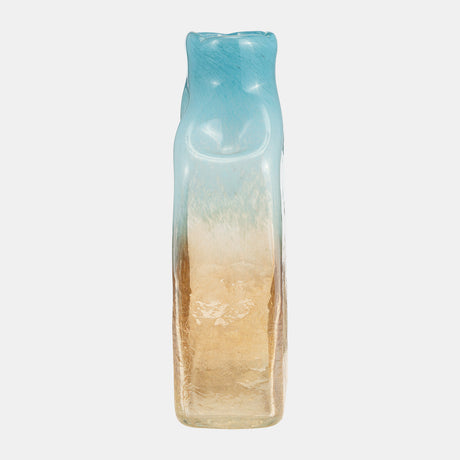 Glass,14" Vase Teal/apricot