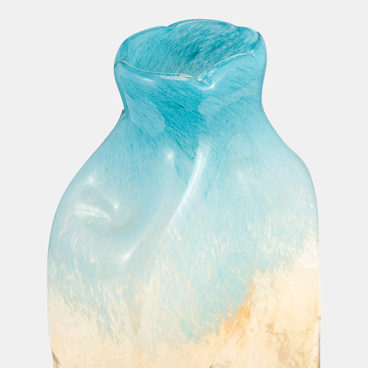 Glass,14" Vase Teal/apricot