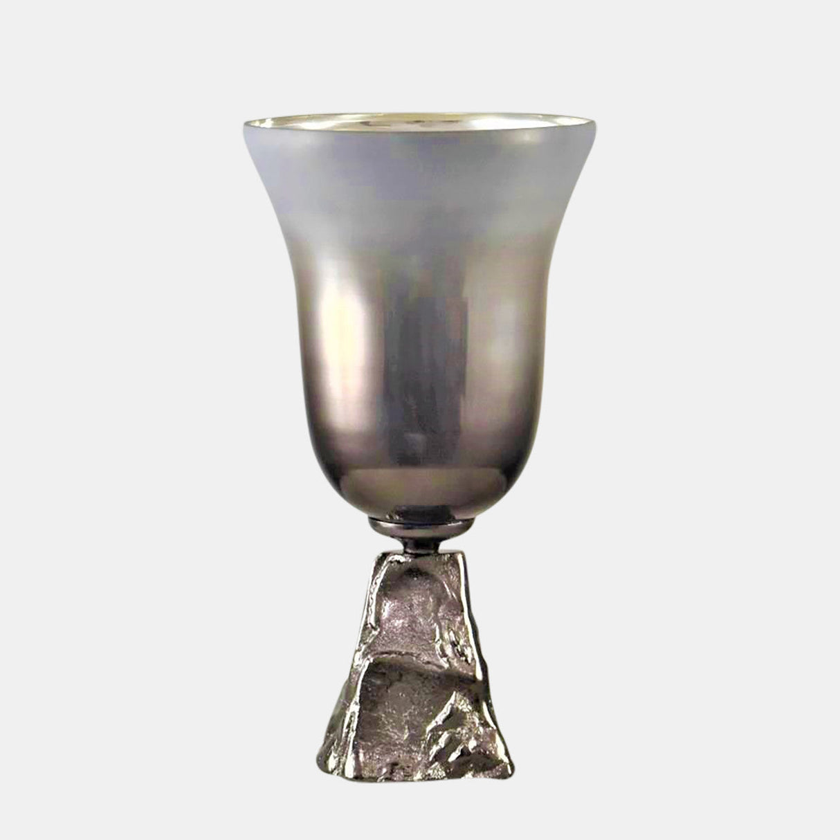 Glass, 15" 2-tone Chalice Vase, Metallic Kd