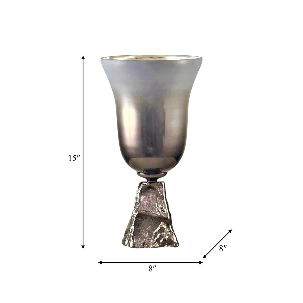 Glass, 15" 2-tone Chalice Vase, Metallic Kd