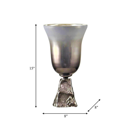 Glass, 15" 2-tone Chalice Vase, Metallic Kd