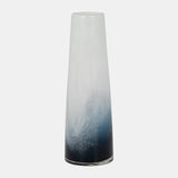 Glass, 15" Blue Waters Vase, Blue/white