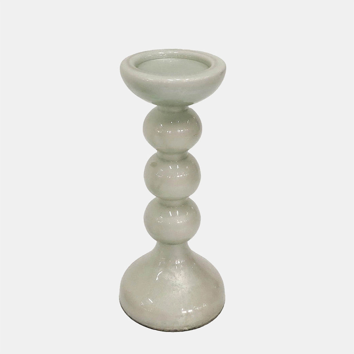 Glass,15"h,bubbly Candle Holder,white