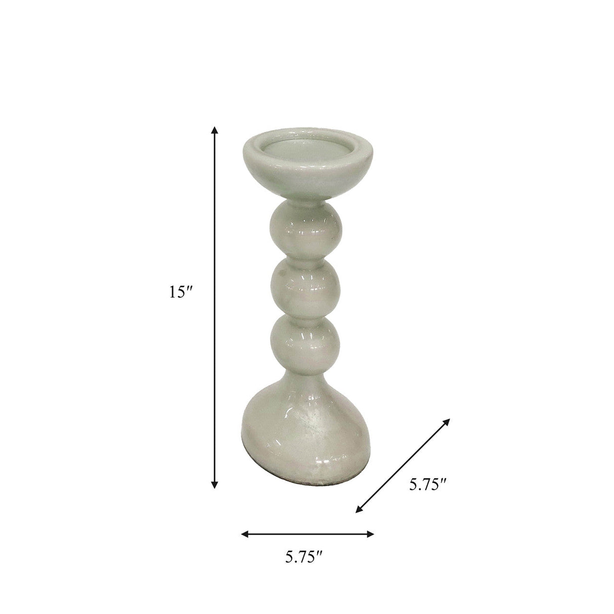 Glass,15"h,bubbly Candle Holder,white