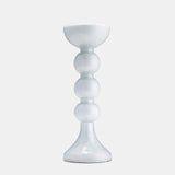 Glass, 15"h, Bubbly Candle Holder, Wht Enam