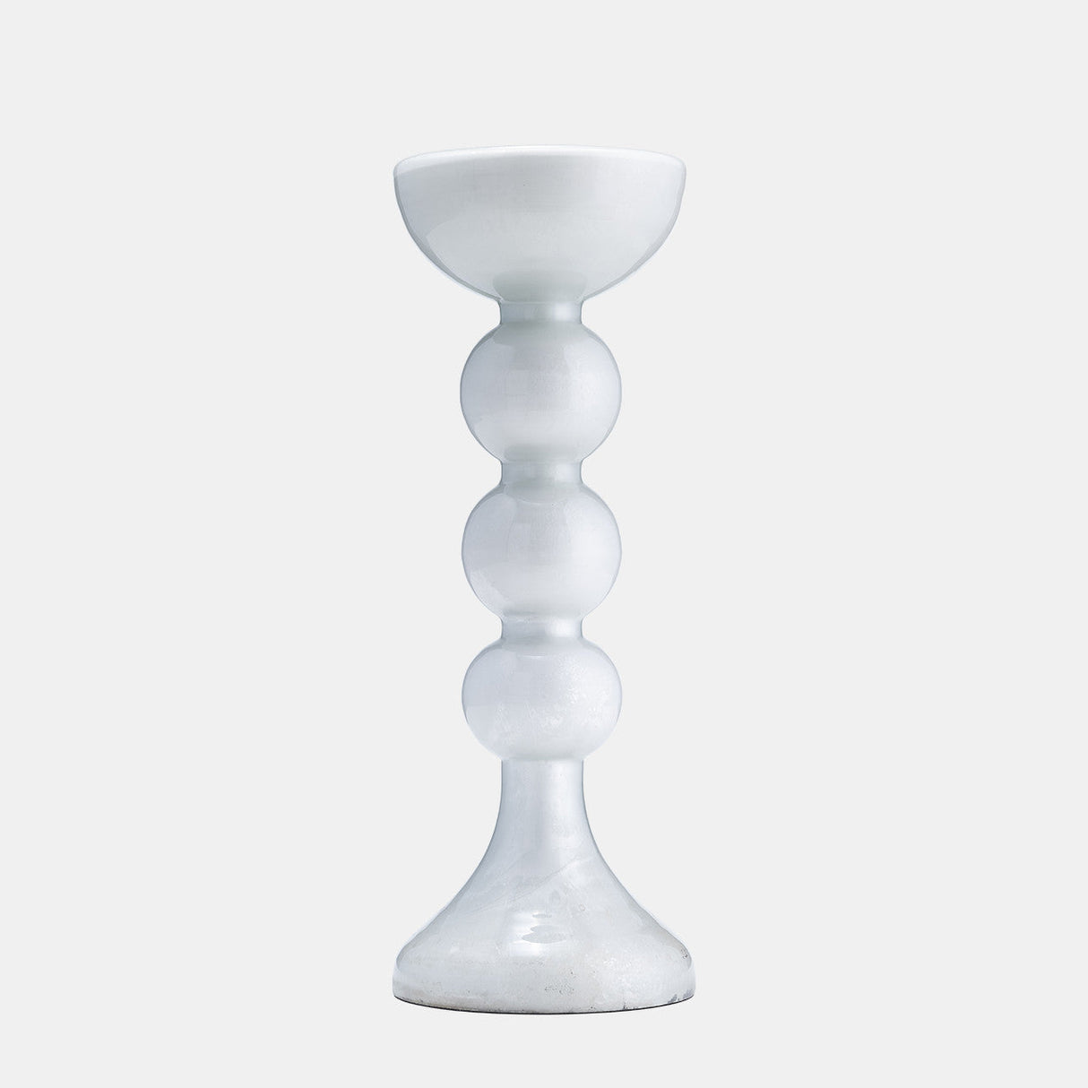 Glass, 15"h, Bubbly Candle Holder, Wht Enam