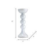 Glass, 15"h, Bubbly Candle Holder, Wht Enam