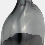 Glass, 15"h Long Neck 2-tone Vase, Smoke/black