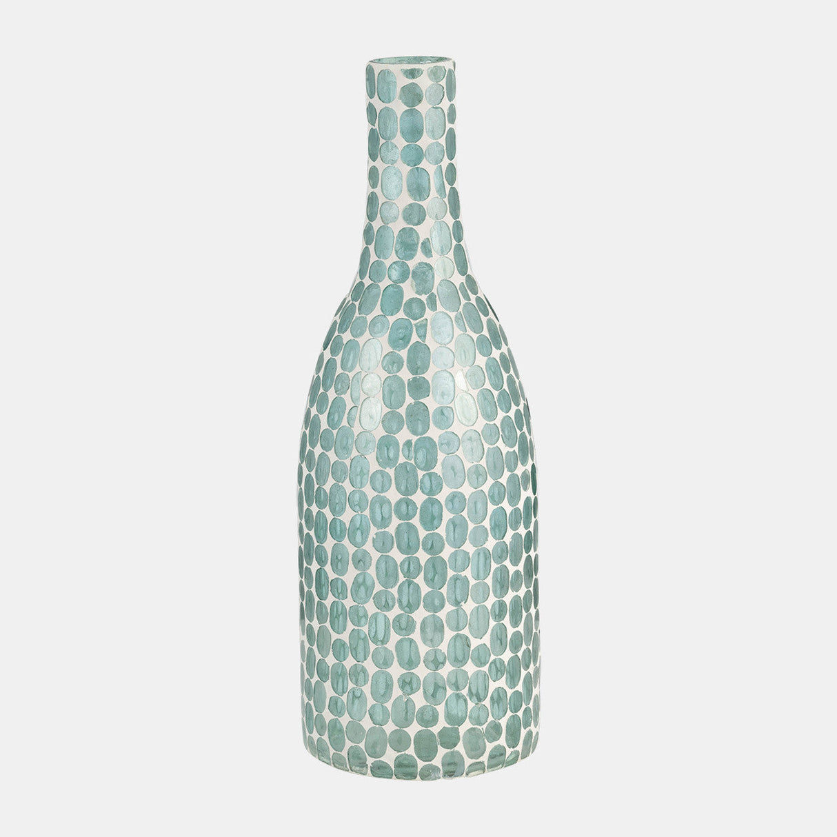 Glass, 15"h Mosaic Vase, Blue