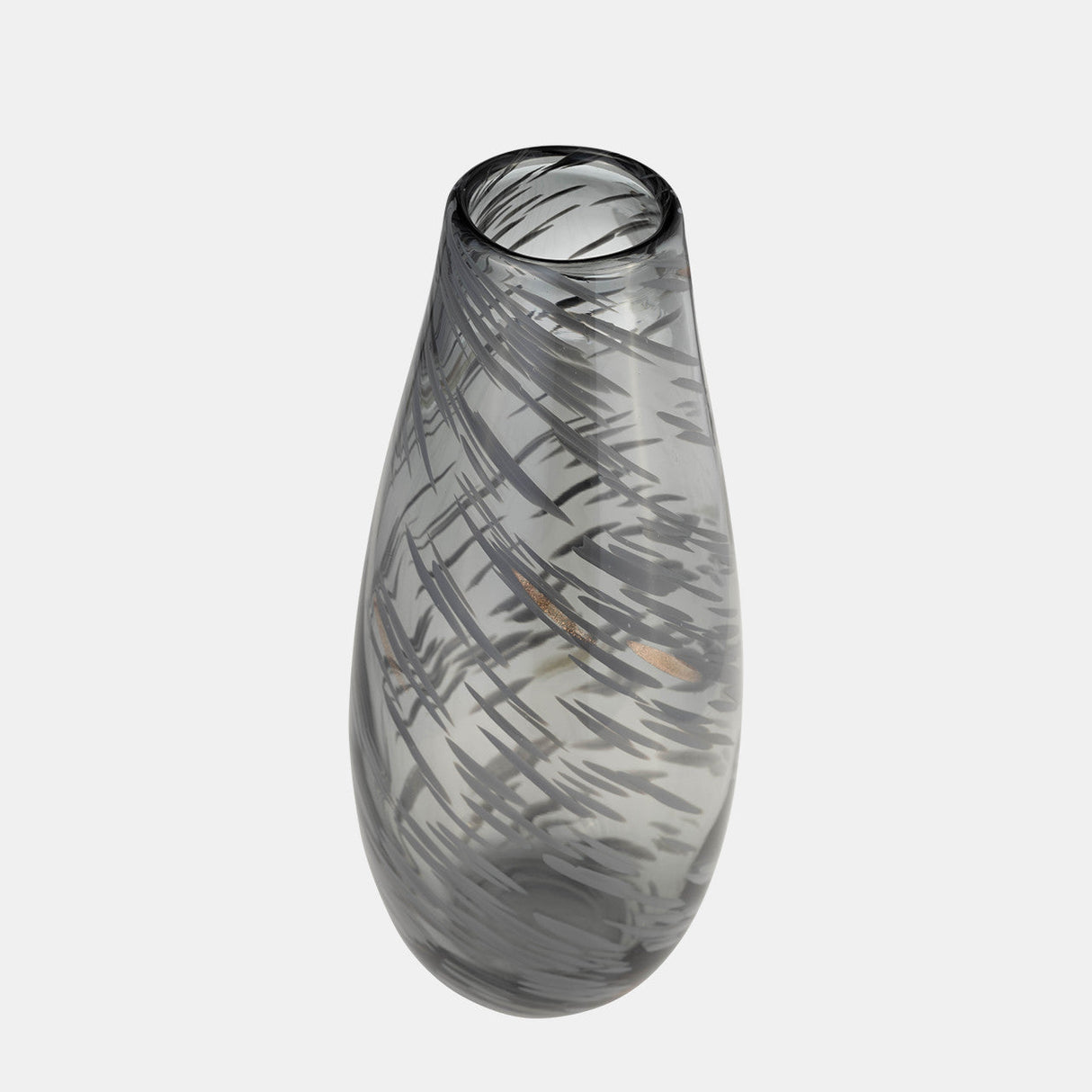 Glass, 15"h Swirl Vase, Black