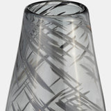 Glass, 15"h Swirl Vase, Black