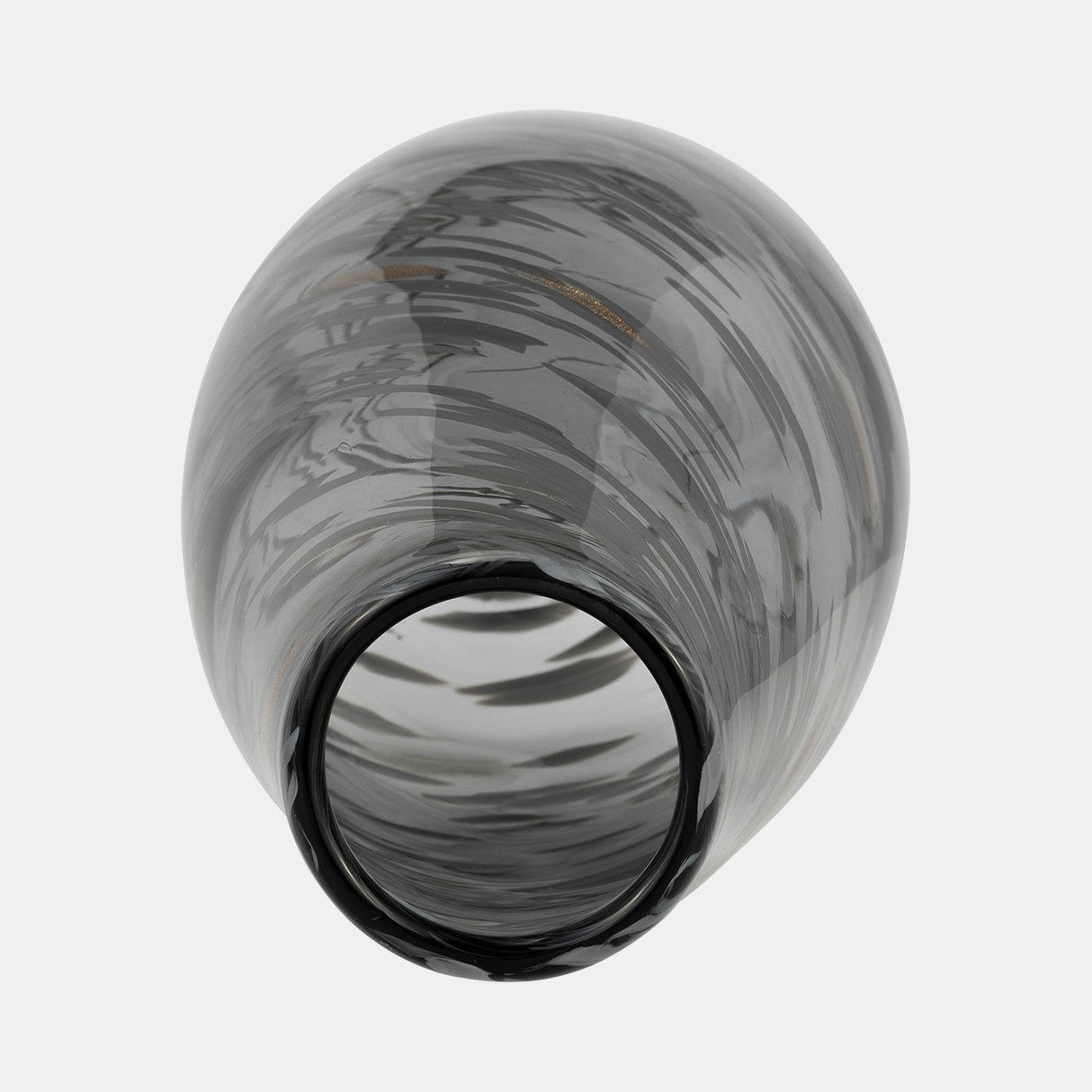 Glass, 15"h Swirl Vase, Black