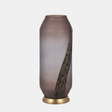 Glass, 15" Metallic Detail Vase, Blush