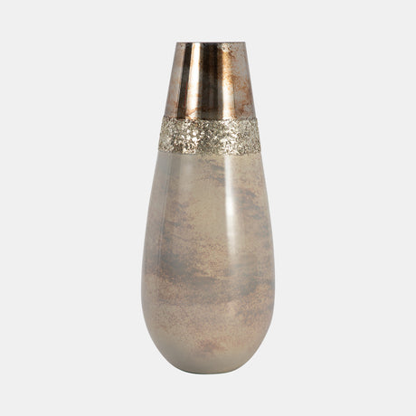 Glass, 15" Metallic Vase, Champagne