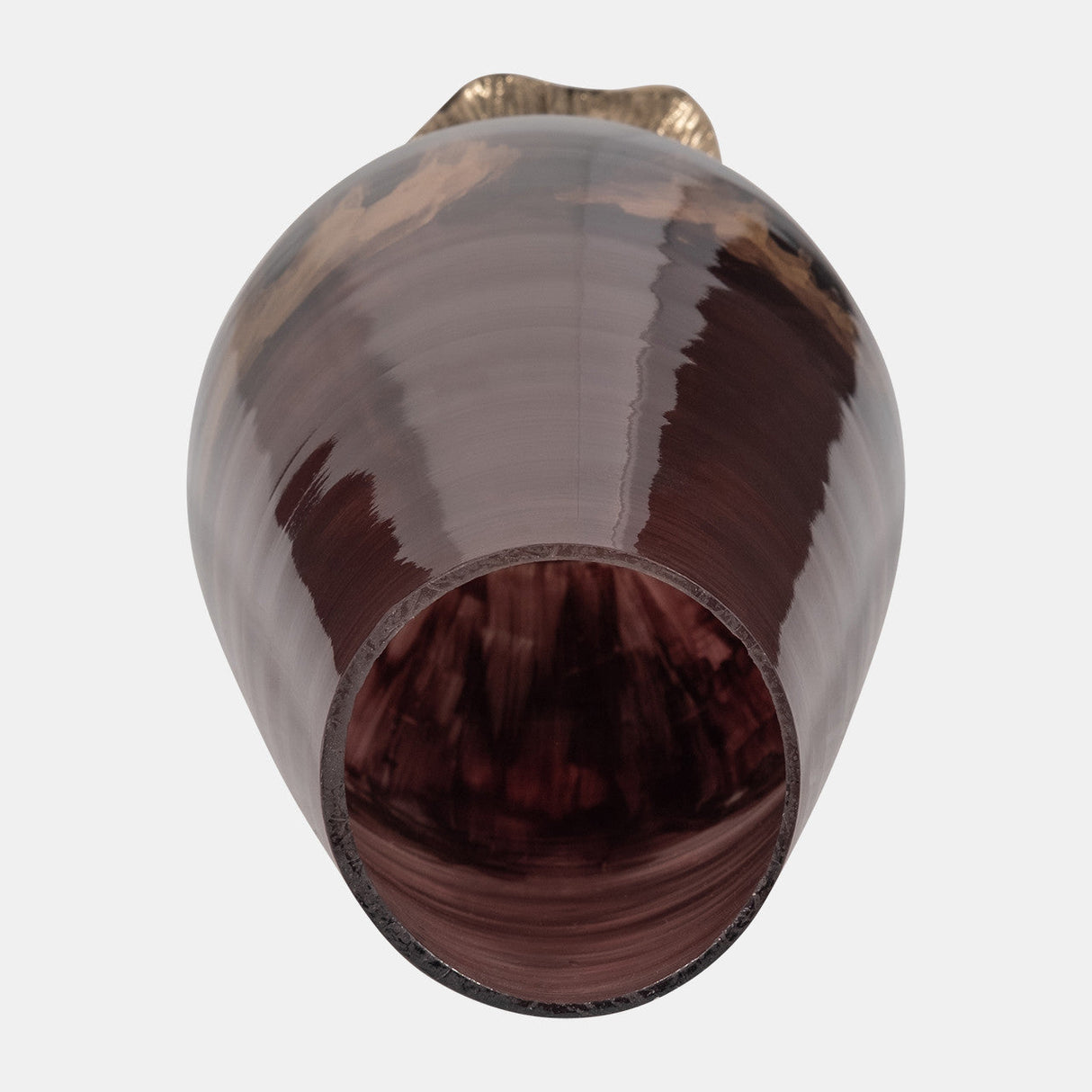 Glass, 15" Vase W/ Leaf Base, Bronze