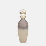 Glass,16",bottle W/sphere Lid,white/gold