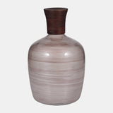 Glass, 16" Wooden Top Vase, Blush