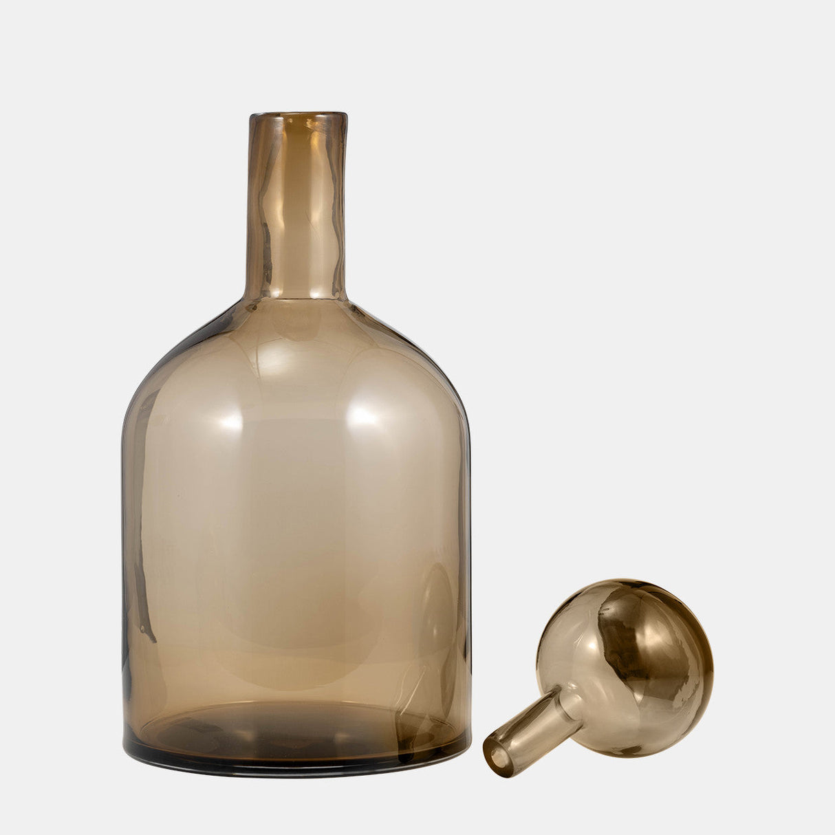 Glass, 17" Bottle W/ Stopper Taupe