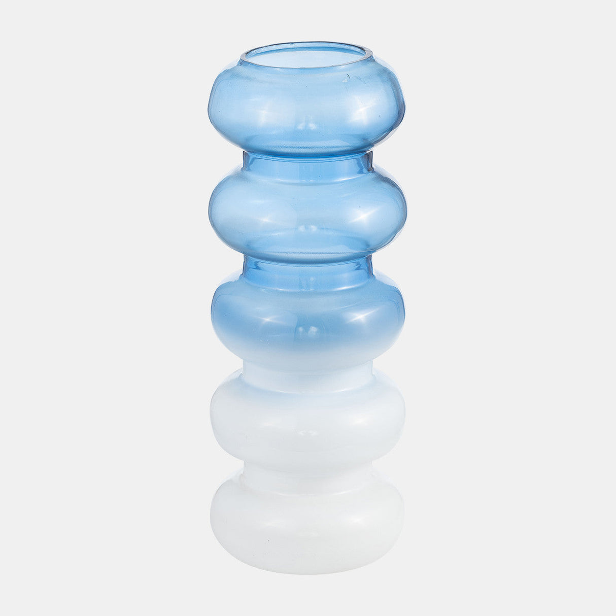 Glass, 17"h Accordion Vase, Blue