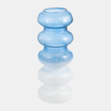 Glass, 17"h Accordion Vase, Blue