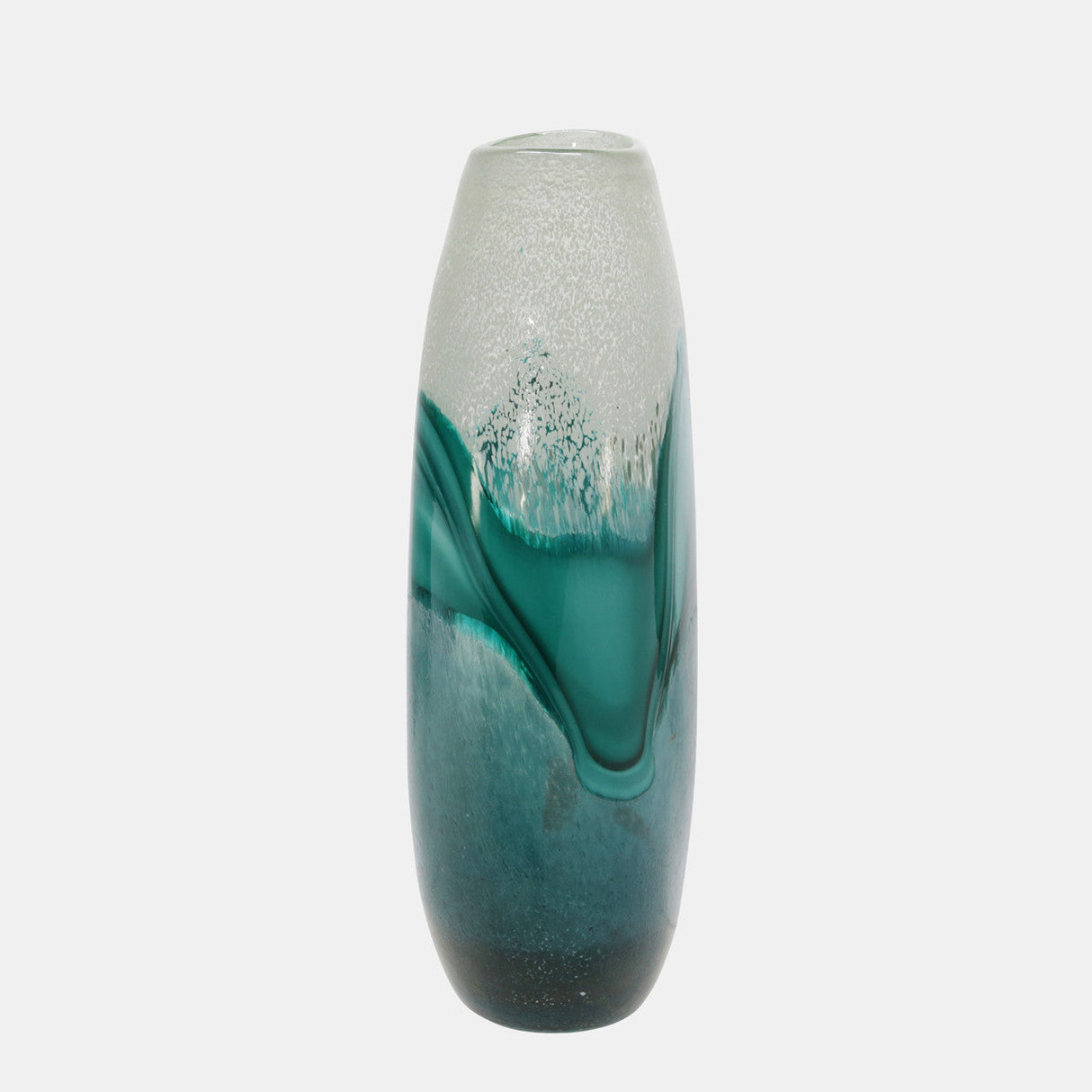 Glass 17"h Vase, Green Mix