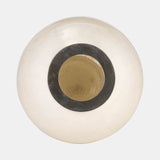 Glass, 17"h Vase W/ Metal Ring, Pearl