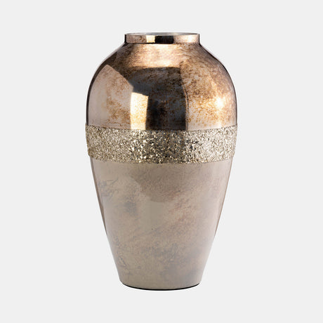 Glass, 17" Metallic Vase, Champagne