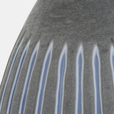 Glass, 17" Ridged Vase, Blue/gray