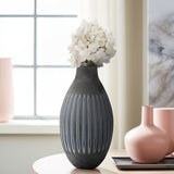 Glass, 17" Ridged Vase, Blue/gray