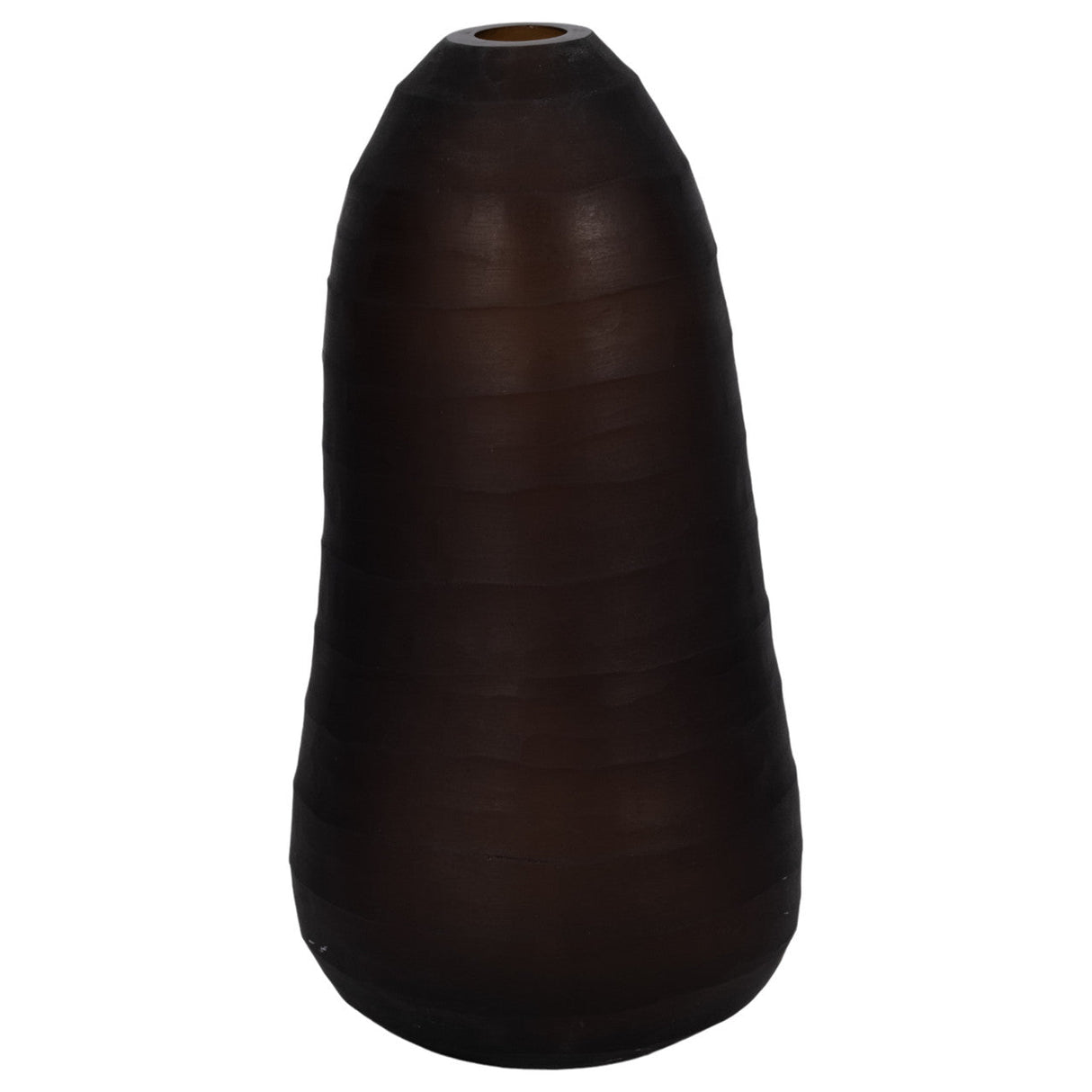 Glass, 17" Ridged Vase, Smokey Brown