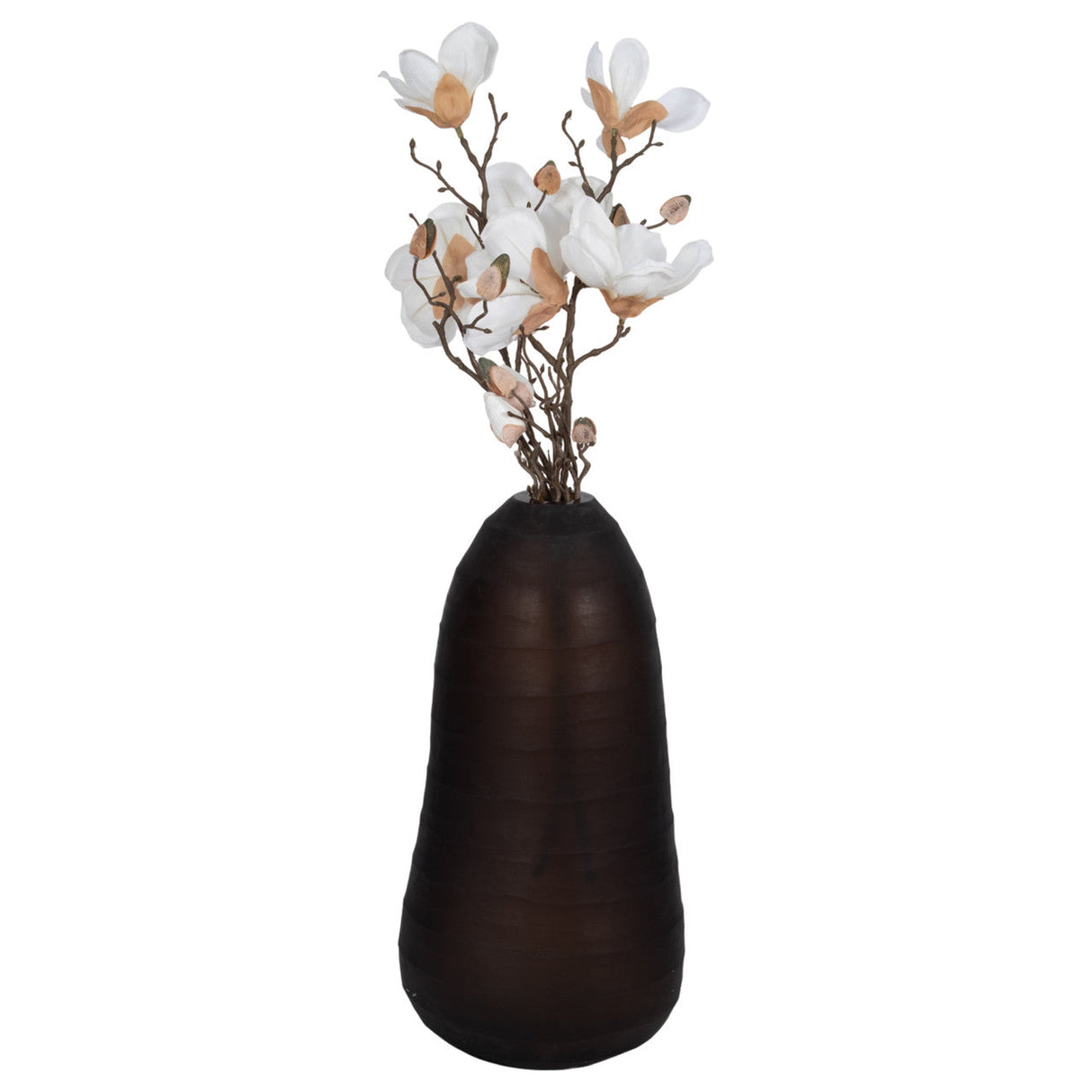 Glass, 17" Ridged Vase, Smokey Brown