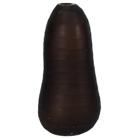 Glass, 17" Ridged Vase, Smokey Brown