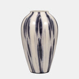 Glass, 17" Striped Vase, Black/white