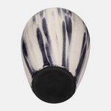 Glass, 17" Striped Vase, Black/white