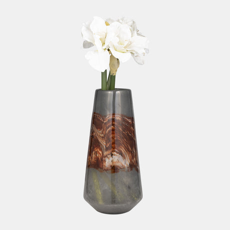 Glass, 17" Vase Grey/brown