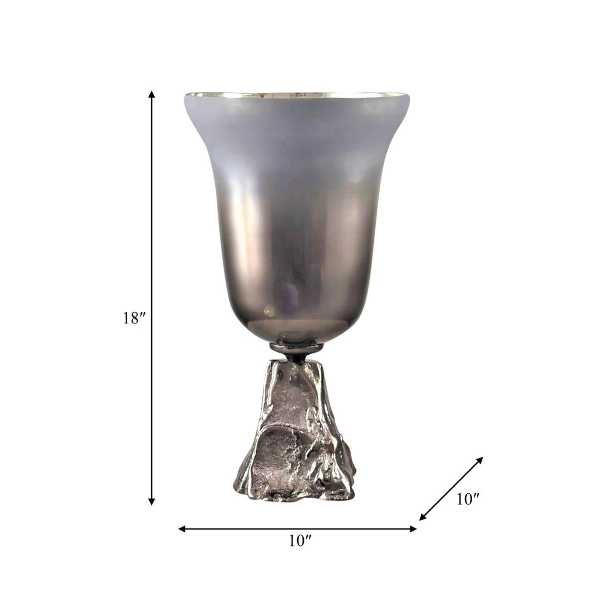 Glass, 18" 2-tone Chalice Vase, Metallic Kd