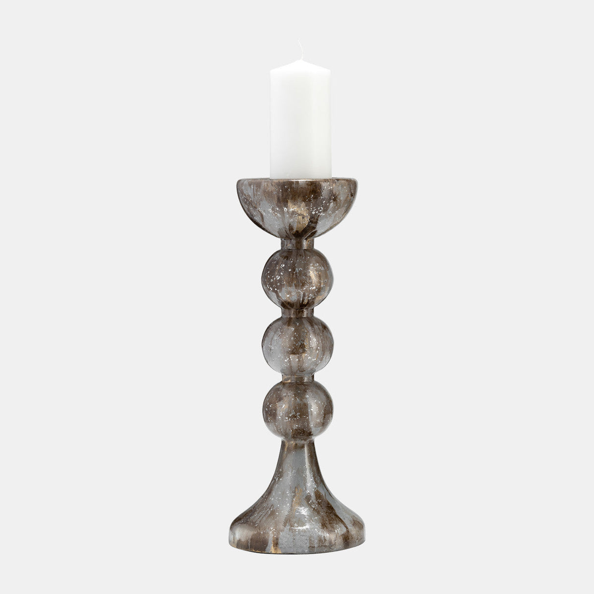 Glass, 18"h, Bubbly Candle Holder, Brown