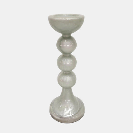 Glass,18"h,bubbly Candle Holder,white