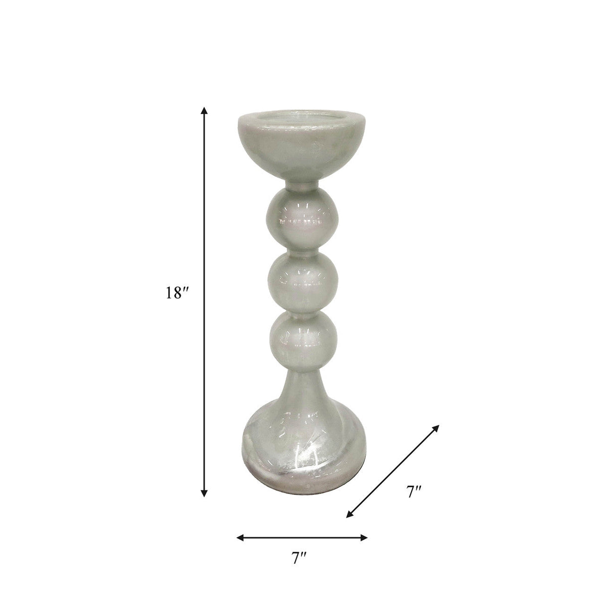 Glass,18"h,bubbly Candle Holder,white