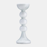 Glass, 18"h, Bubbly Candle Holder, Wht Enam